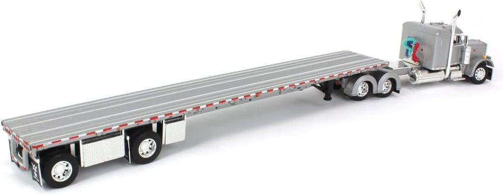 1/64 Silver Peterbilt 359 36" Flattop Sleeper with 53' Wilson Roadbrute Flatbed Trailer P392420