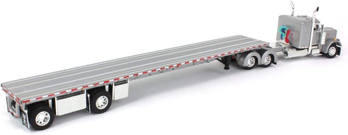 1/64 Silver Peterbilt 359 36" Flattop Sleeper with 53' Wilson Roadbrute Flatbed Trailer P392420