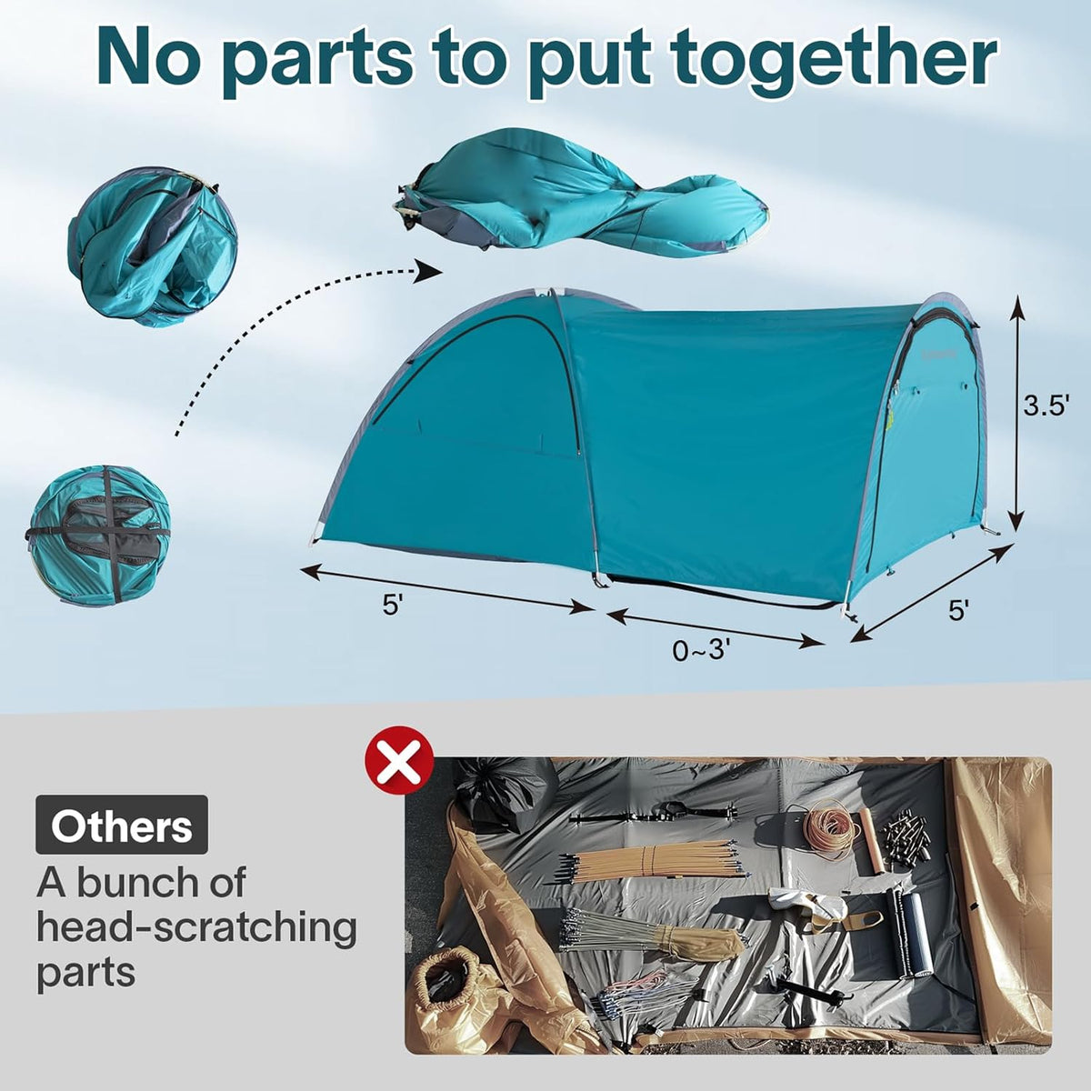Truck Bed Tent - Waterproof Double Layer Pop Up Tent for 5.5-8 Ft Pickup Truck Bed K9973