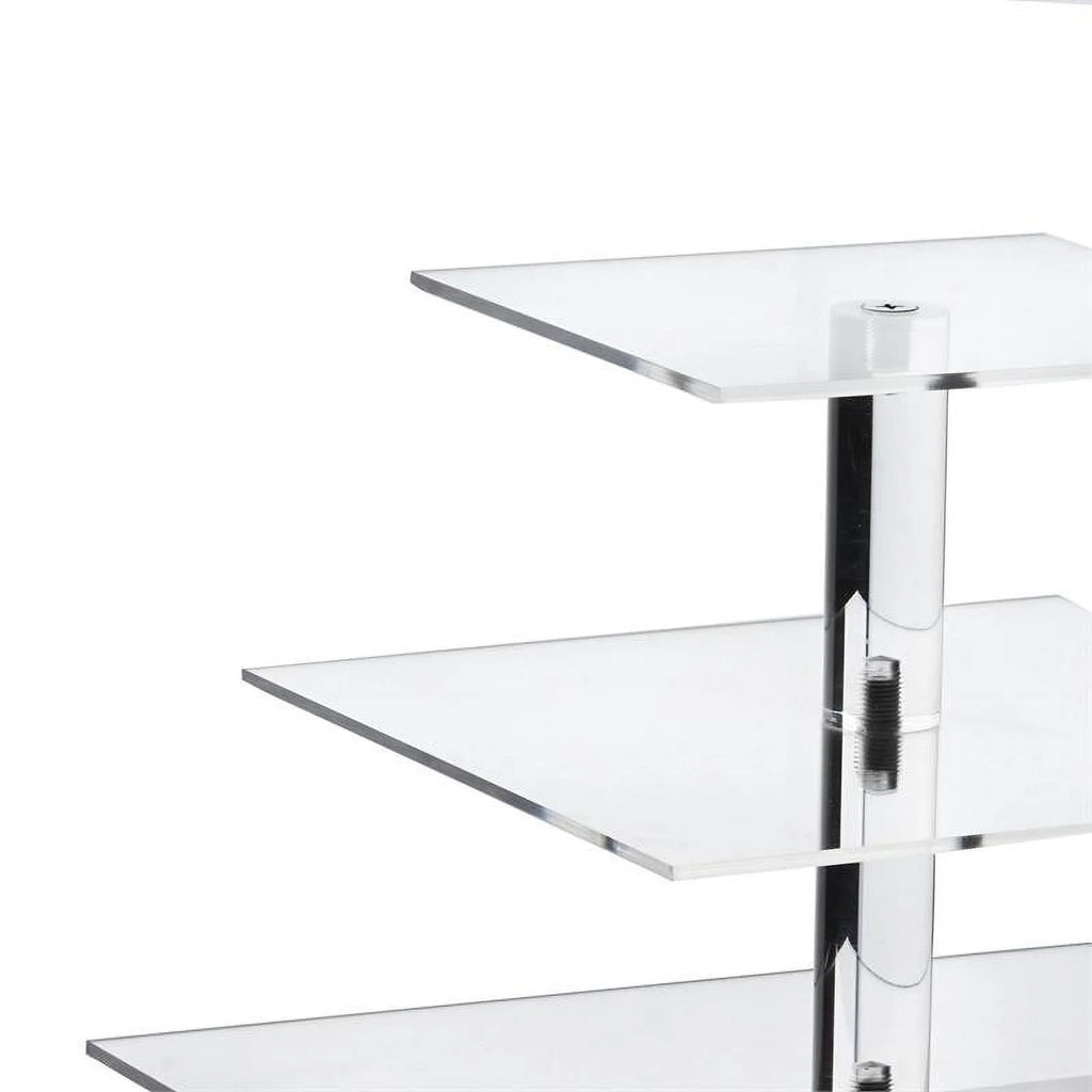 6 Tier Square Heavy Duty Acrylic Crystal Glass Clear Cupcake Dessert Stand J869