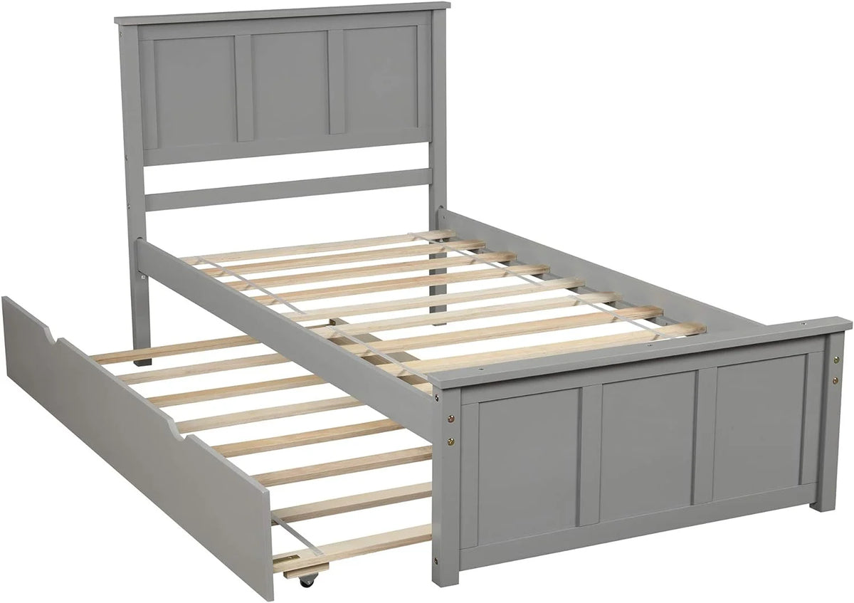 Gray Wood Platform Bed With Trundle H475011