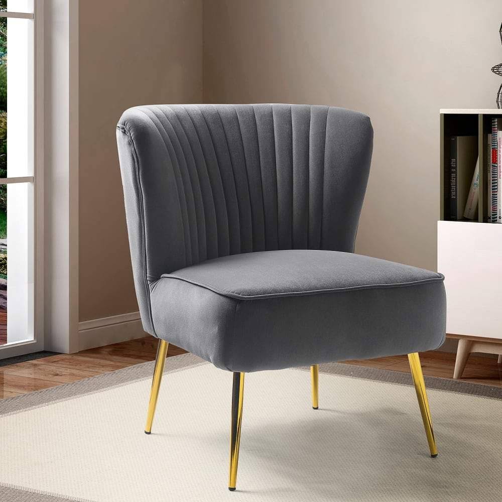 Pink Gold Legs Velvet Side Chair L513838
