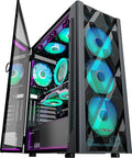Black Mid-Tower ATX PC Case with 6pcs 120mm ARGB Fans C575793