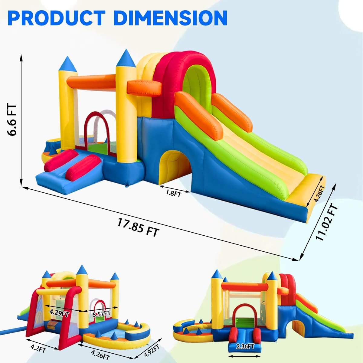 8 in 1 Large Inflatable Bounce Castle with Blower and Two Slides J5512