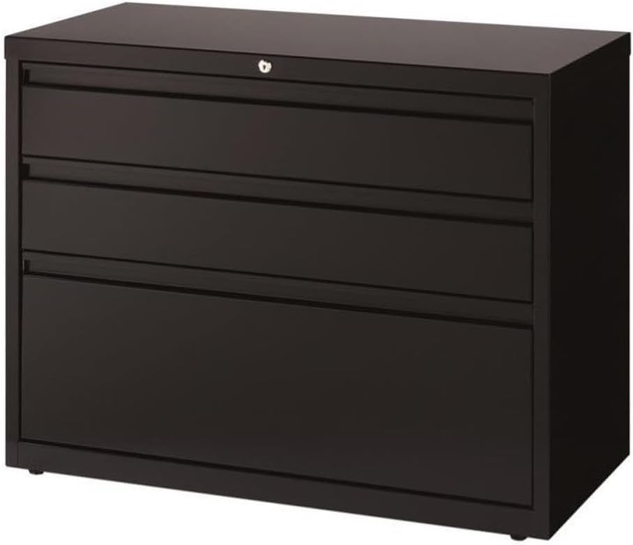 Black 36 inch Wide 3 Drawer Metal Lateral File Cabinet X393