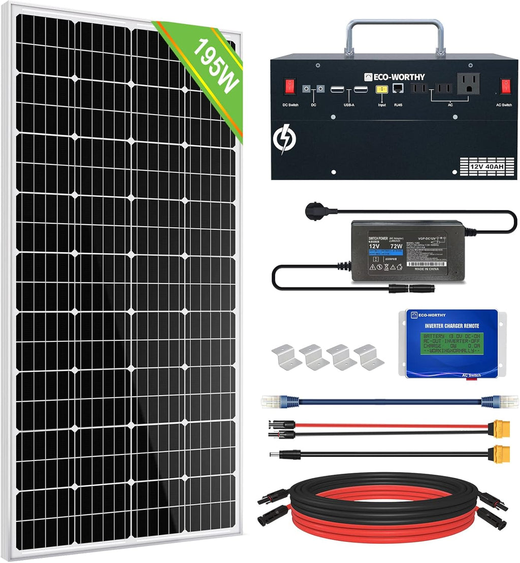 800WH Solar Power System with 195W Solar Panel and 512WH Power Station N816