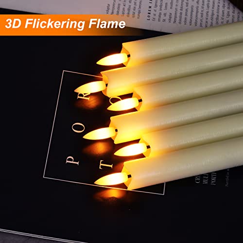 6 Pcs Flameless White LED Taper Candles with Remote Timer V389056