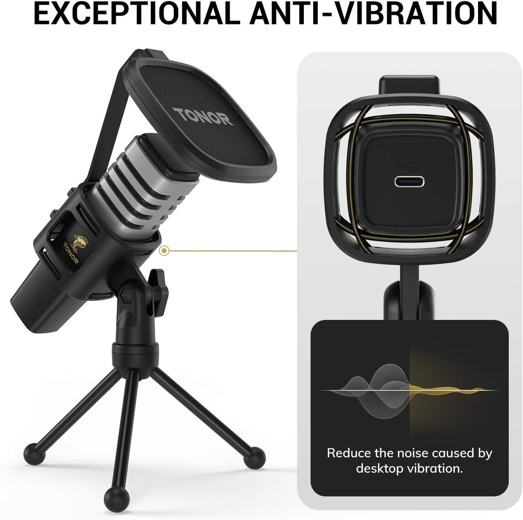 USB Microphone with Tripod Stand, Pop Filter, Shock Mount Q231037