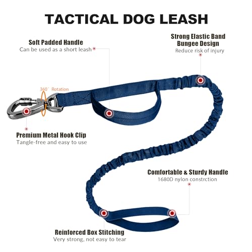 Camo Military Dog Collar and Bungee Leash Set with Metal Buckle D945
