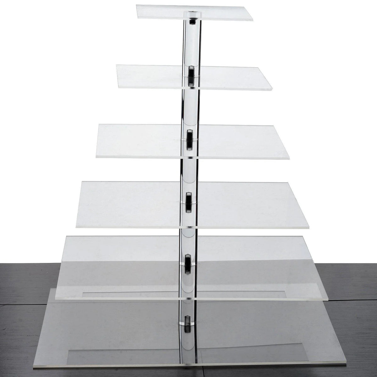6 Tier Square Heavy Duty Acrylic Crystal Glass Clear Cupcake Dessert Stand J869
