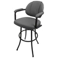 Gray and Black Vinyl Upholstered Swivel Tilt Bar Stool P769502