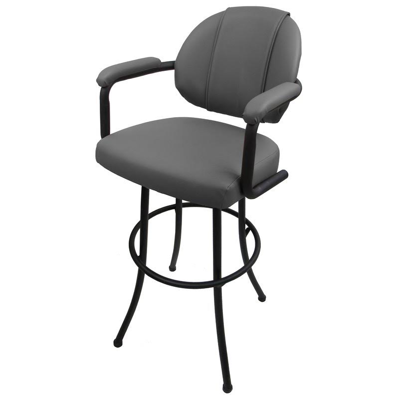 Gray and Black Vinyl Upholstered Swivel Tilt Bar Stool P769502