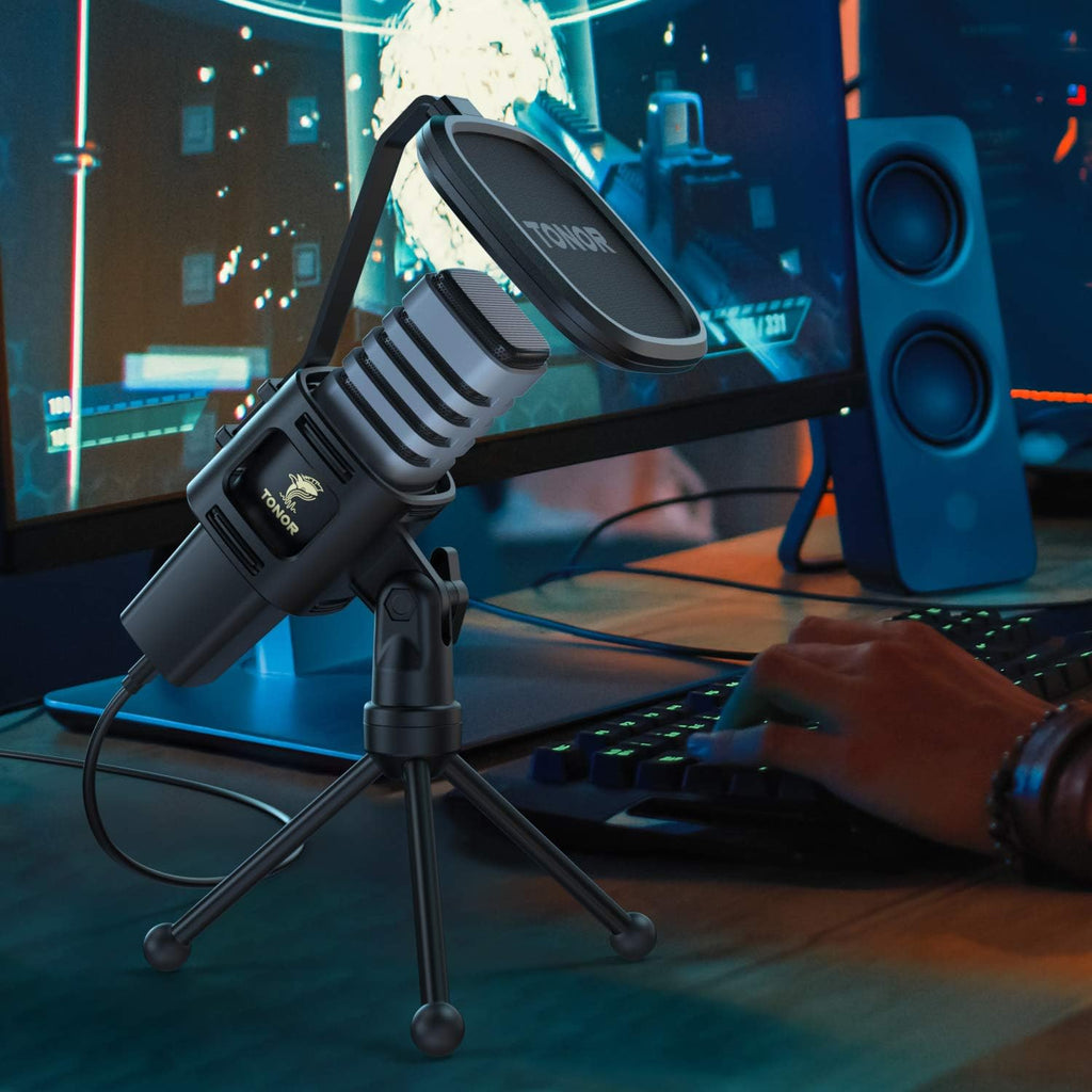 USB Microphone with Tripod Stand, Pop Filter, Shock Mount Q231037