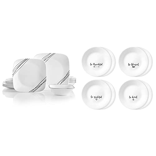 18-Piece Service for 6 Dinnerware Set, White Triple Layer Glass Z3609