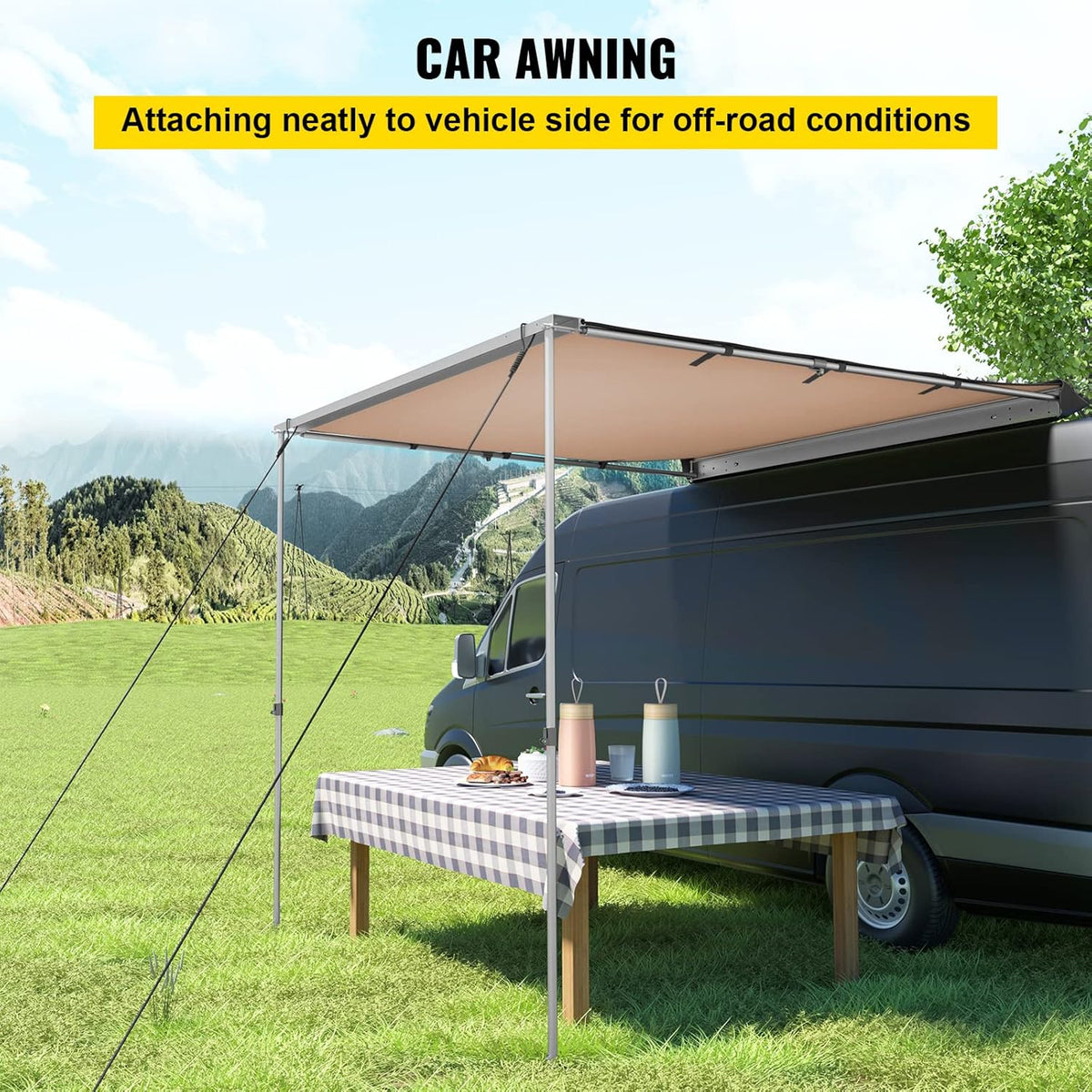 6.5'x6.5' Pull-Out Retractable Waterproof Car Side Awning with Carry Bag T2894