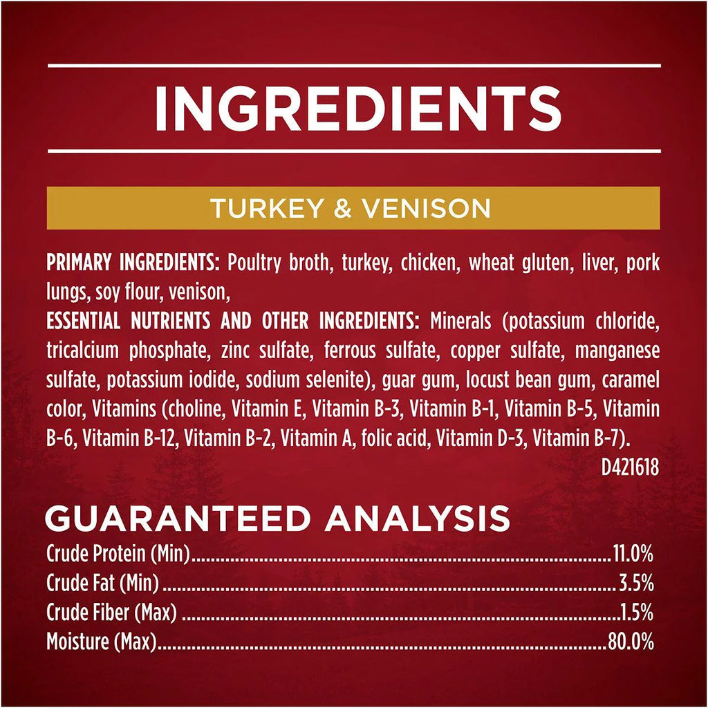 Turkey Venison Chicken Duck Cuts in Gravy Wet Dog Food 13 oz Pack of 12 X14760