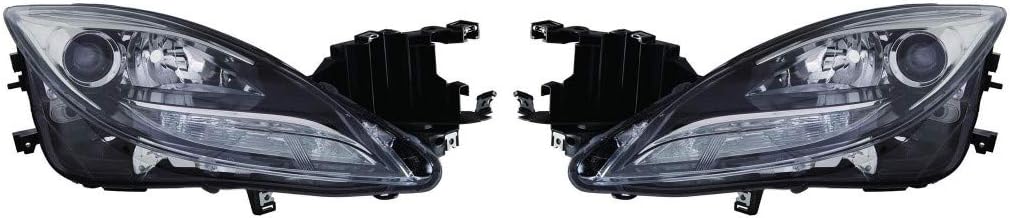Headlight Assembly for Mazda 6 2011 2012 2013 Pair Black Housing A396658