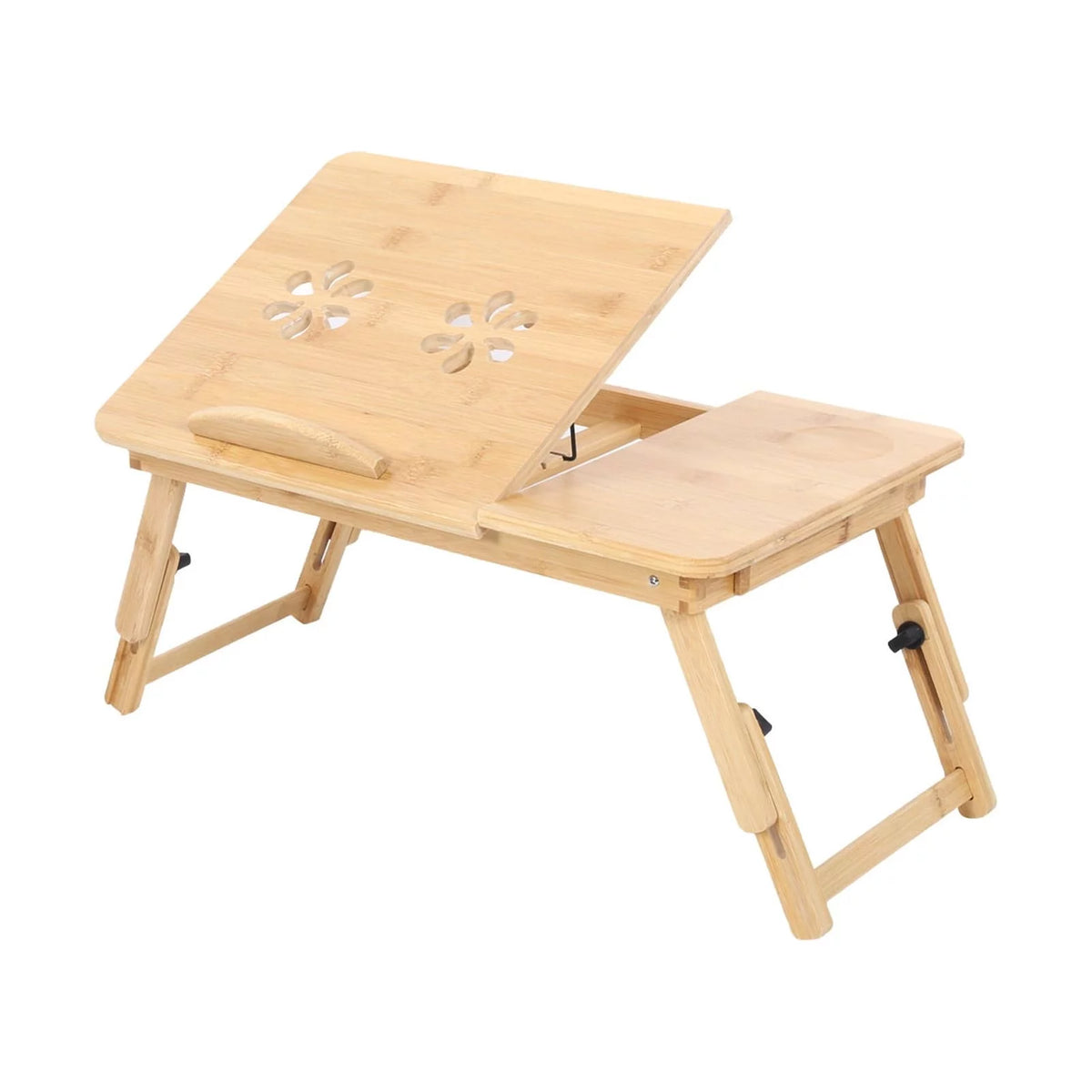 Bamboo Portable Laptop Desk with Tilt Top and Storage Drawer F872797