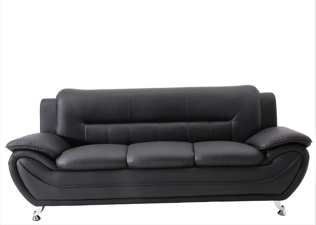 Black 3 Pcs Faux Leather Sofa Set G326986