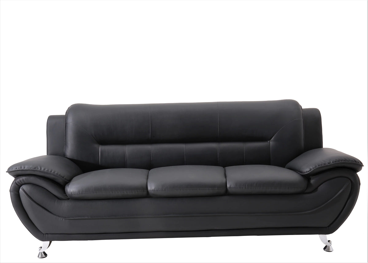 Black 3 Pcs Faux Leather Sofa Set G326986