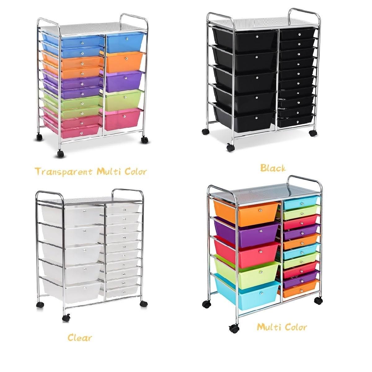 Blue 15-Drawer Rolling Utility Cart with Wheels A5918