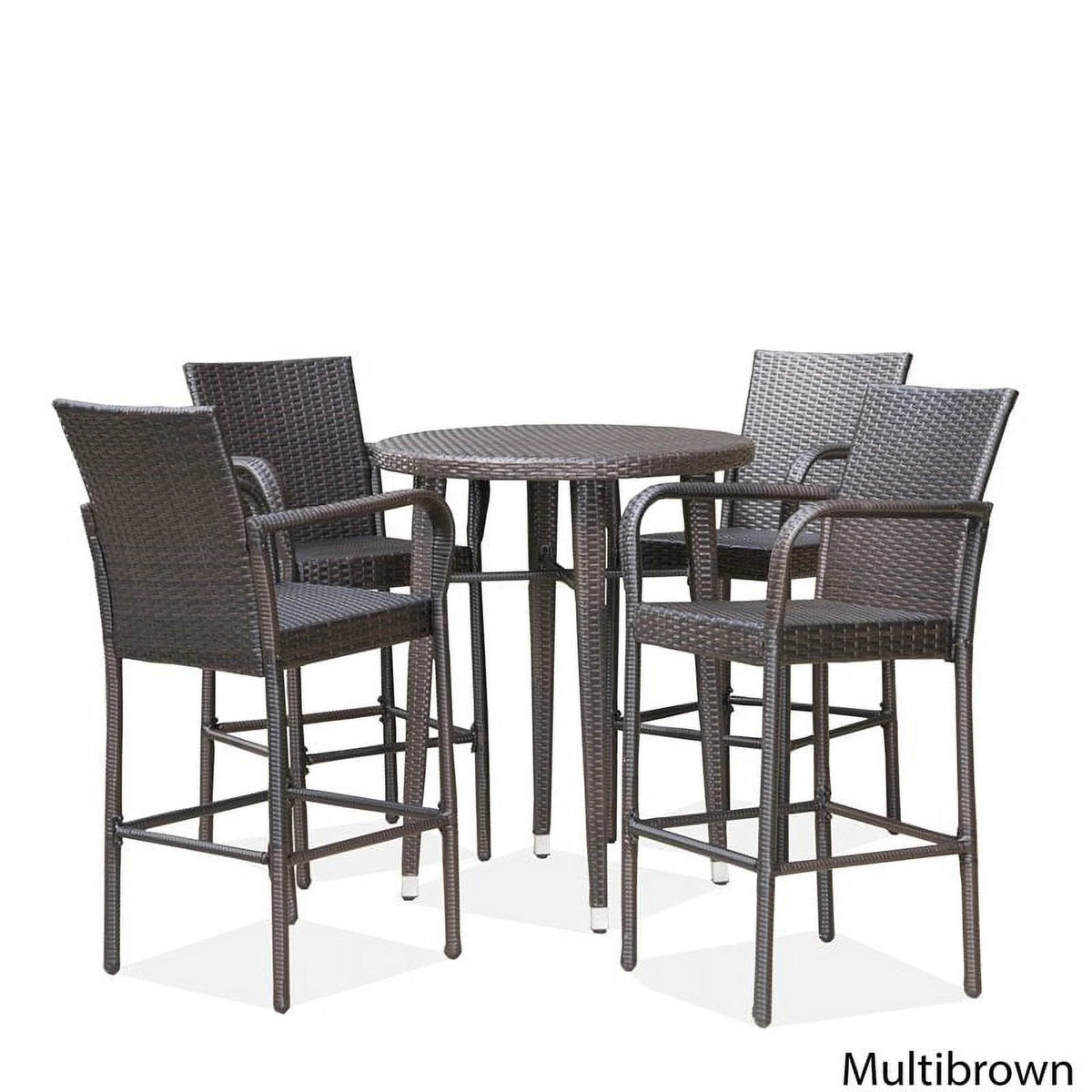 5 Pc Multi Brown Wicker Round Bar Table Set S8361