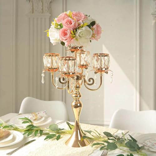 Black 5 Arm Crystal Candle Holder Y8448