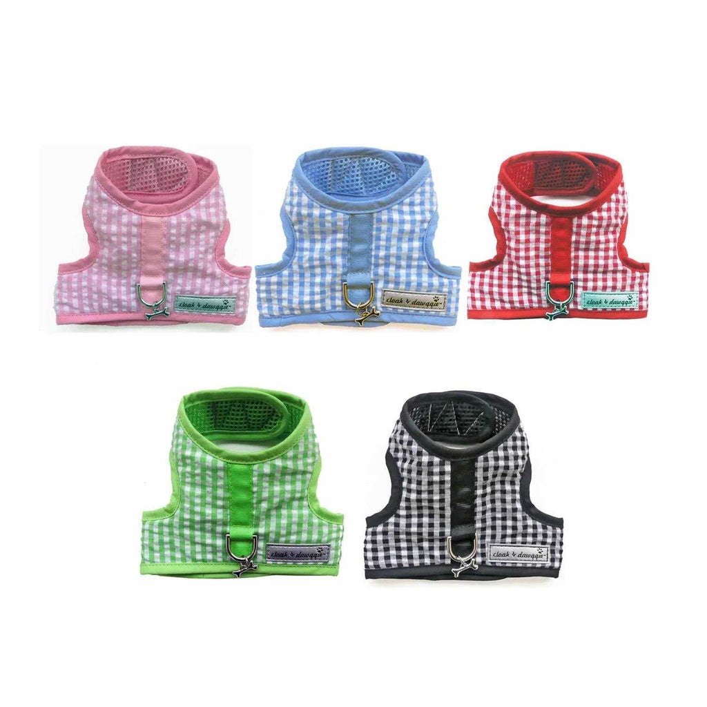 Gingham Dog Harness Vest Z6429