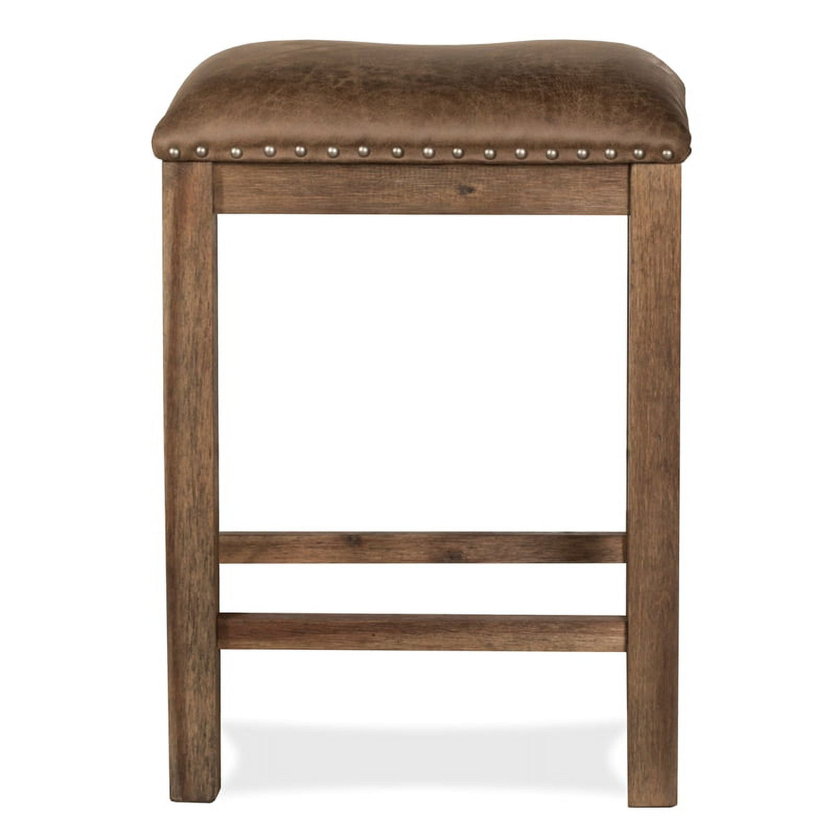 26" Wood/Faux Leather Counter Stool in Brown (Set of 2) A7189