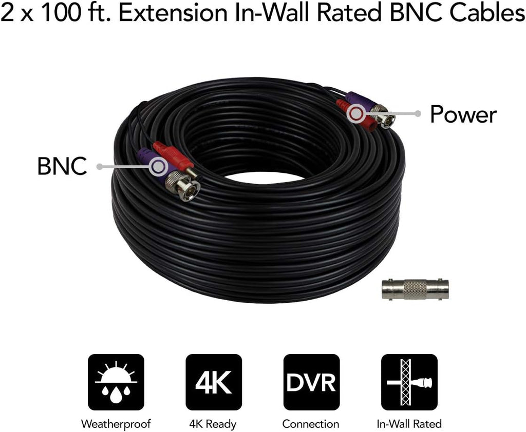 100 ft. in-Wall Rated Video/Power Camera Extension Cable with Extension Adapter (2-Pack) S932