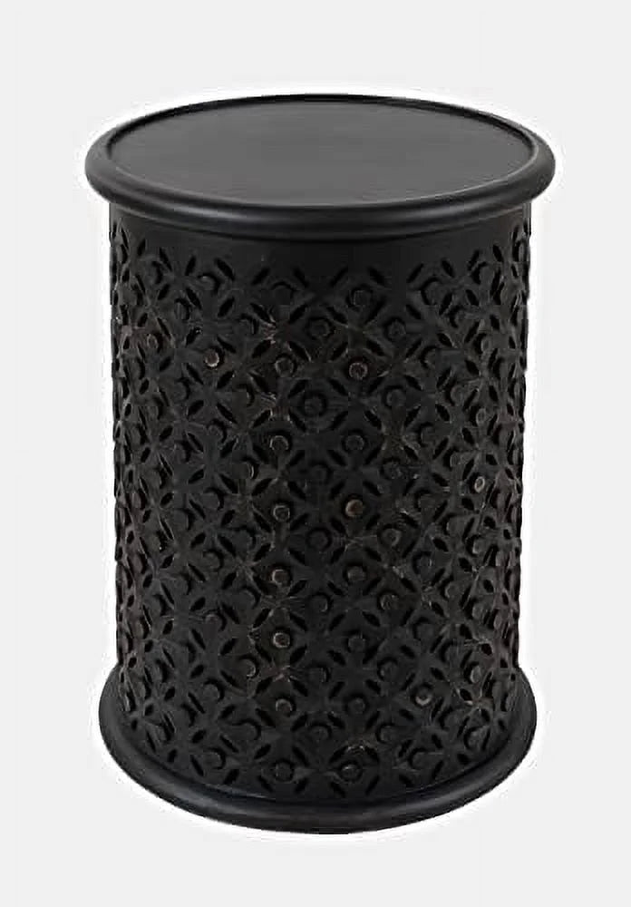 Antique Black Hardwood Drum End Table R533073