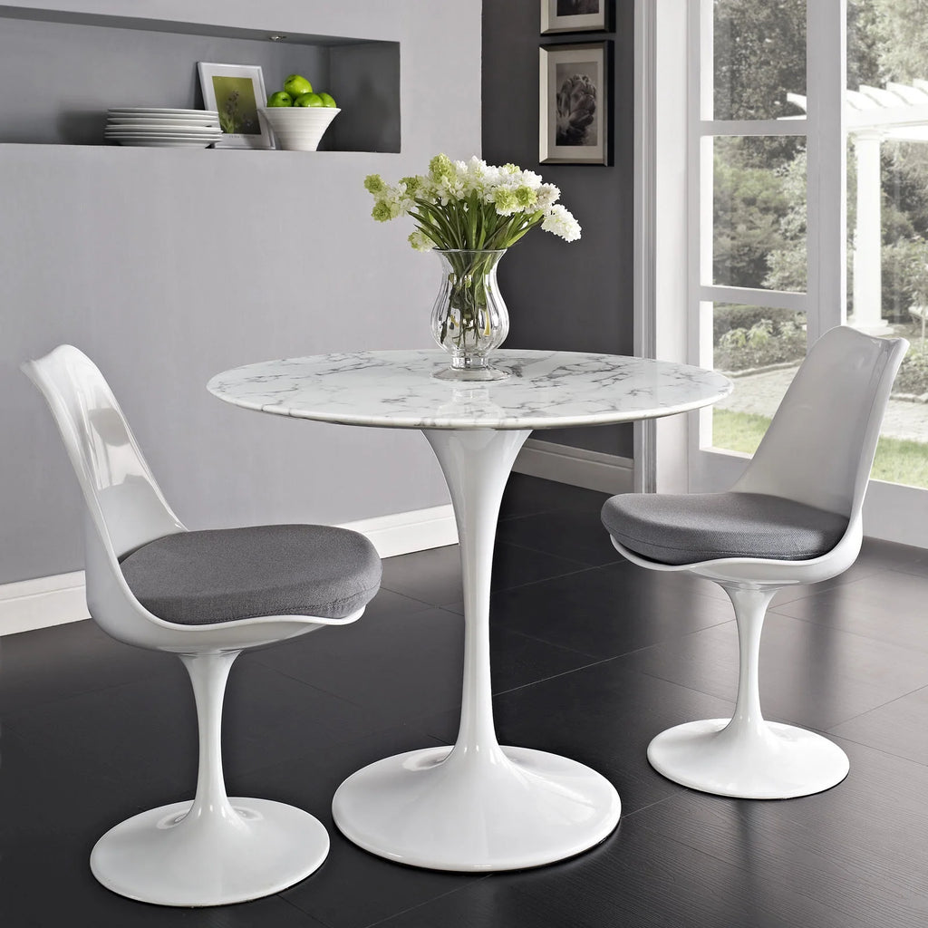 Round Artificial Marble Dining Table in White D78147