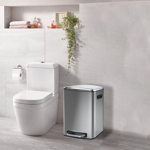 13 Gallon 50L Thickened Stainless Steel Trash Can with Lid O1840
