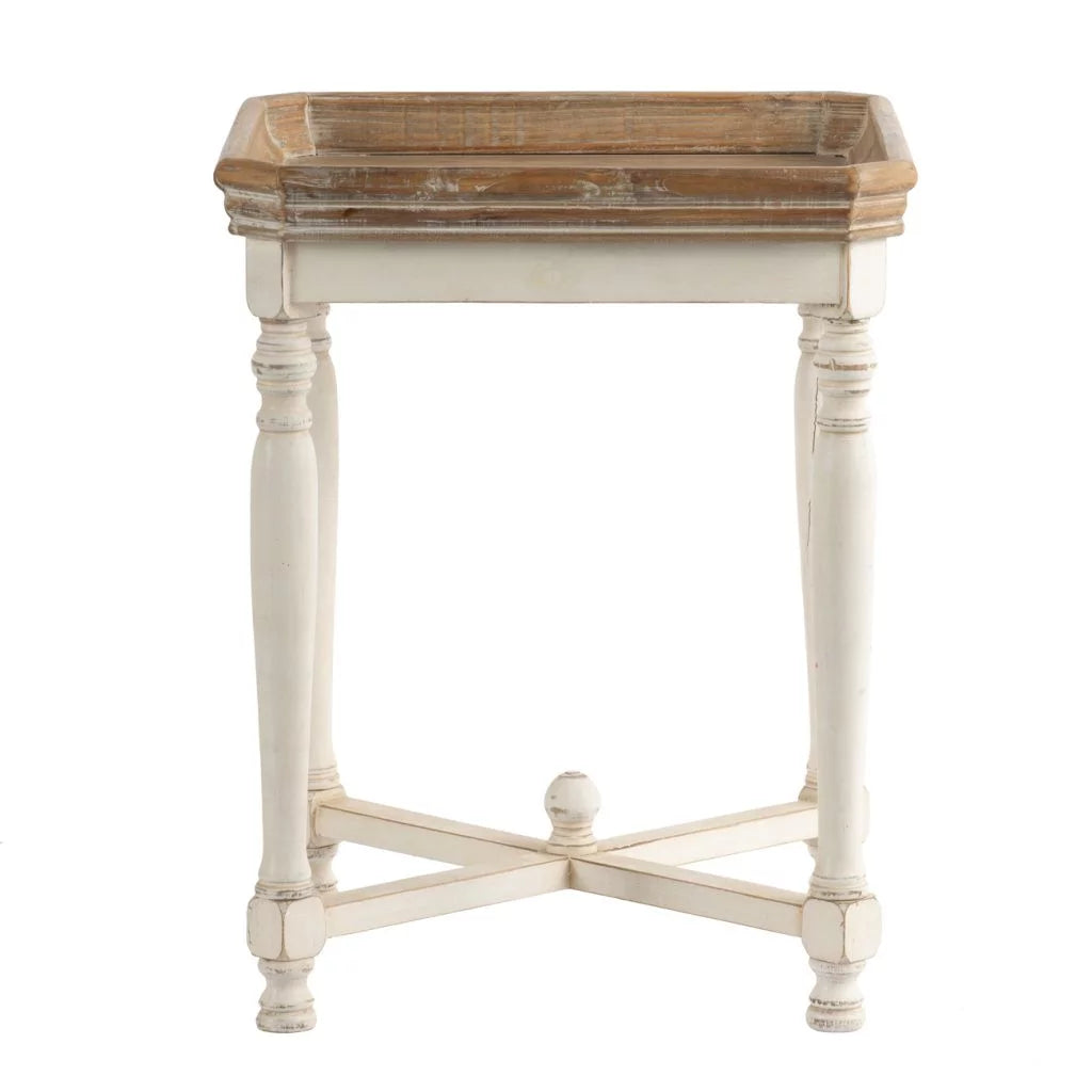 Brown and White Square Side Table Q53889