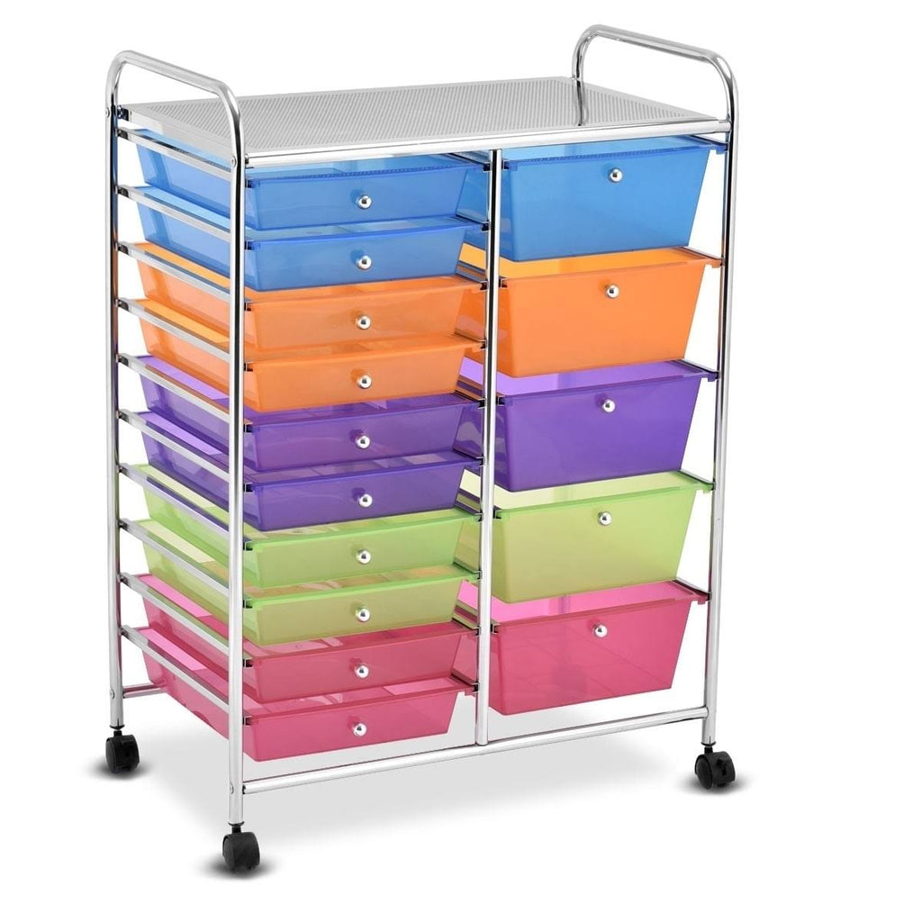 Blue 15-Drawer Rolling Utility Cart with Wheels A5918
