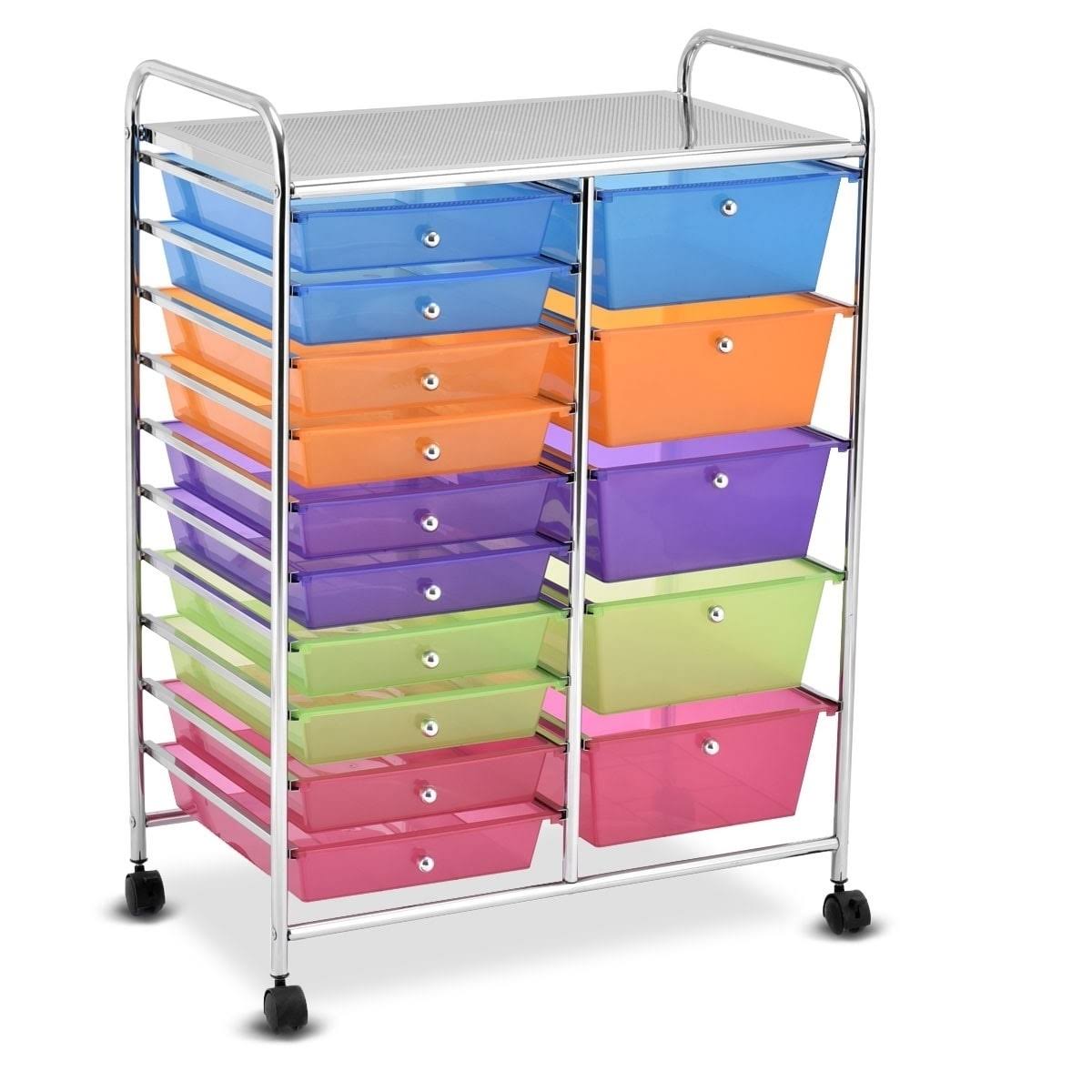 Blue 15-Drawer Rolling Utility Cart with Wheels A5918