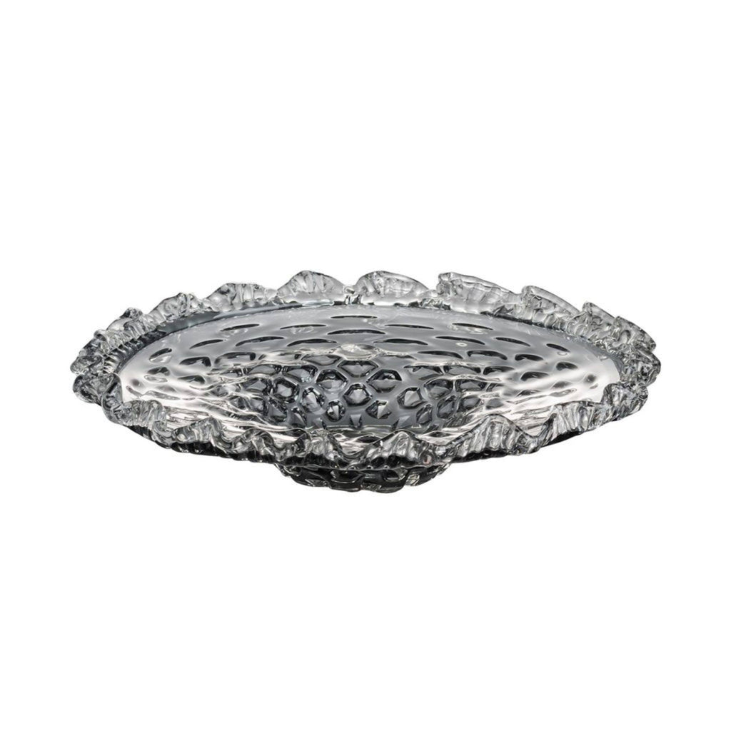 Smoke Gray Decorative Round Glass Plate L44774