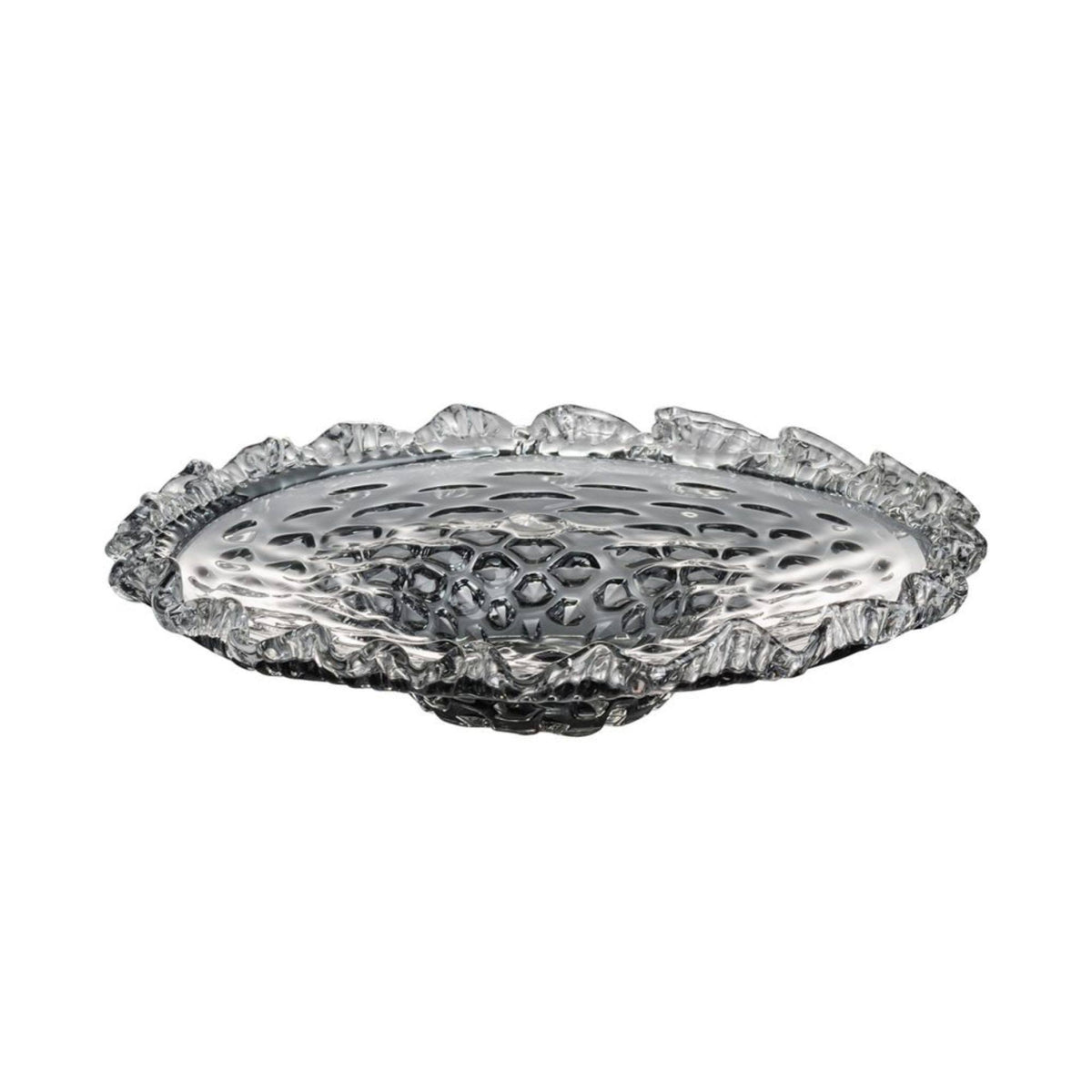 Smoke Gray Decorative Round Glass Plate L44774