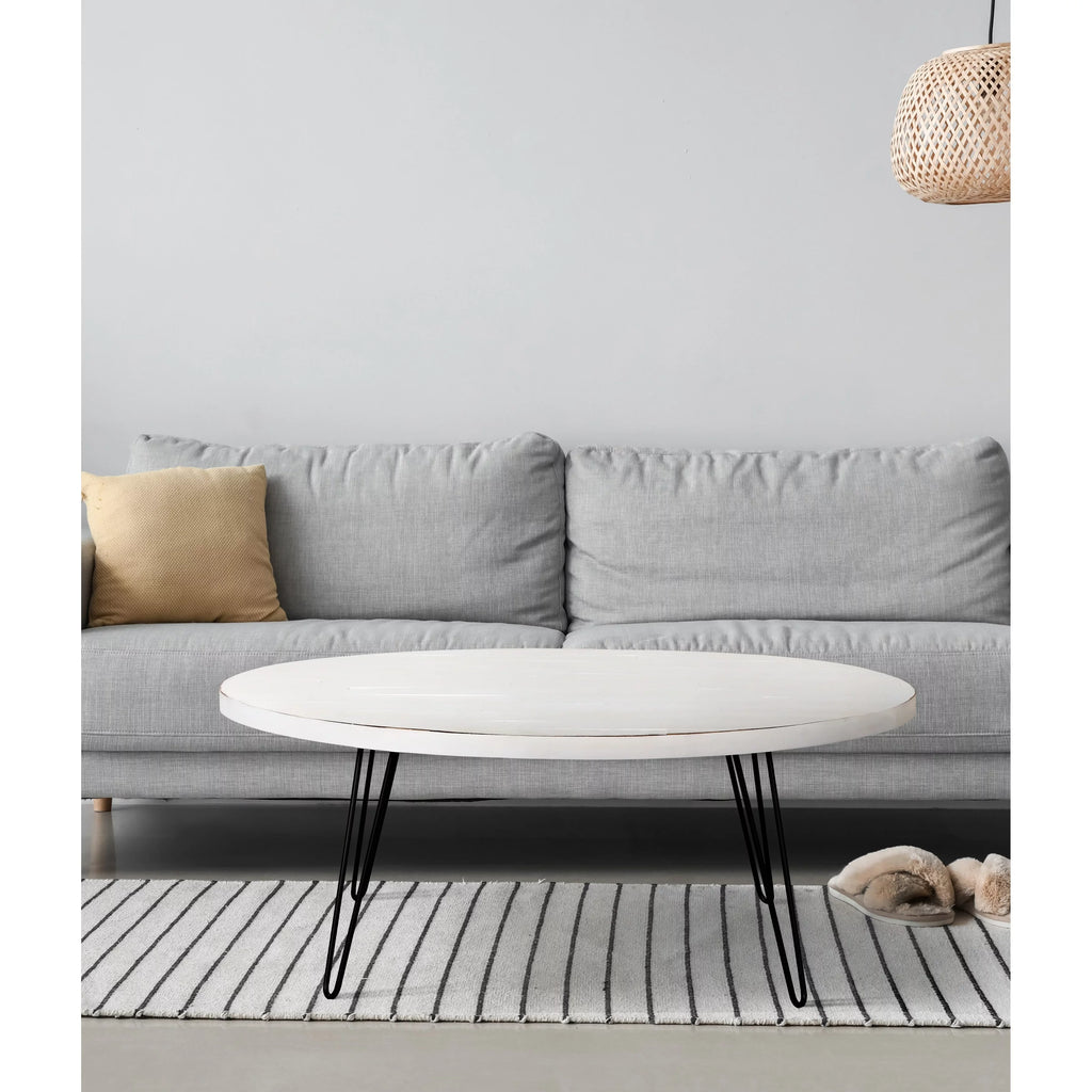 White Wood Oval Cocktail Table L738