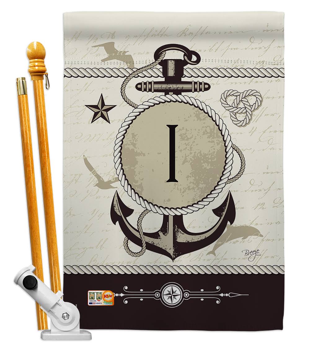 Nautical I Initial Decorative Vertical Double Sided N5022
