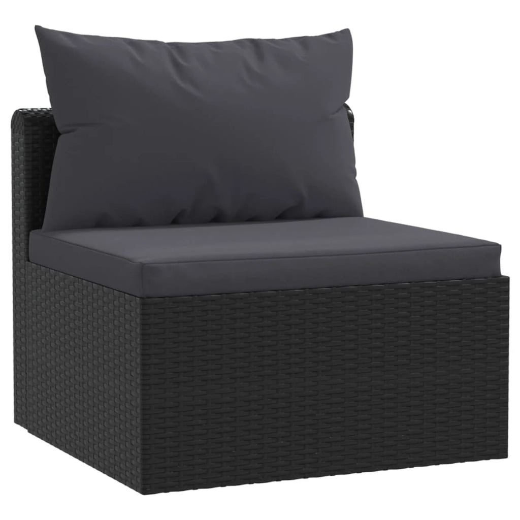 4 Piece Patio Sofa Set with Cushions Poly Rattan Black I32597