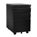3-Drawer Mobile Metal File Cabinet with Keys C14890