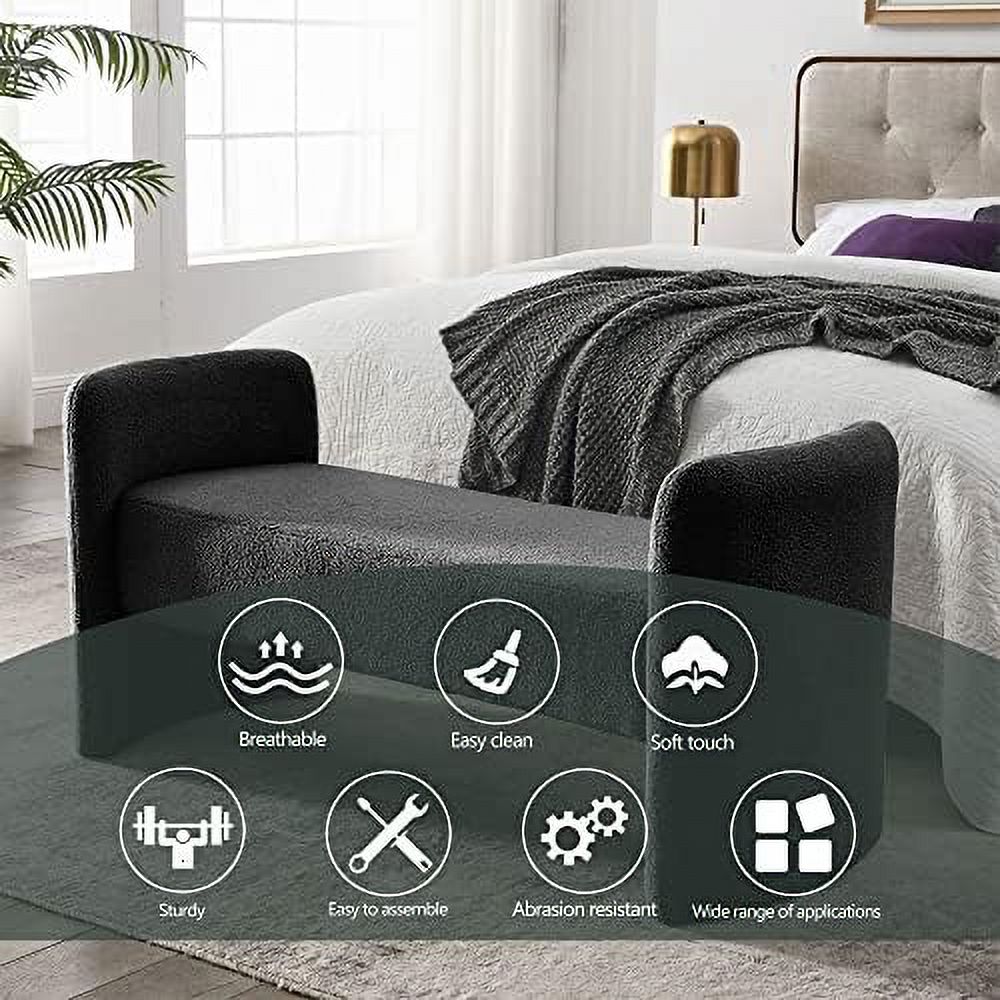 Black Velvet Ottoman Bench J922399