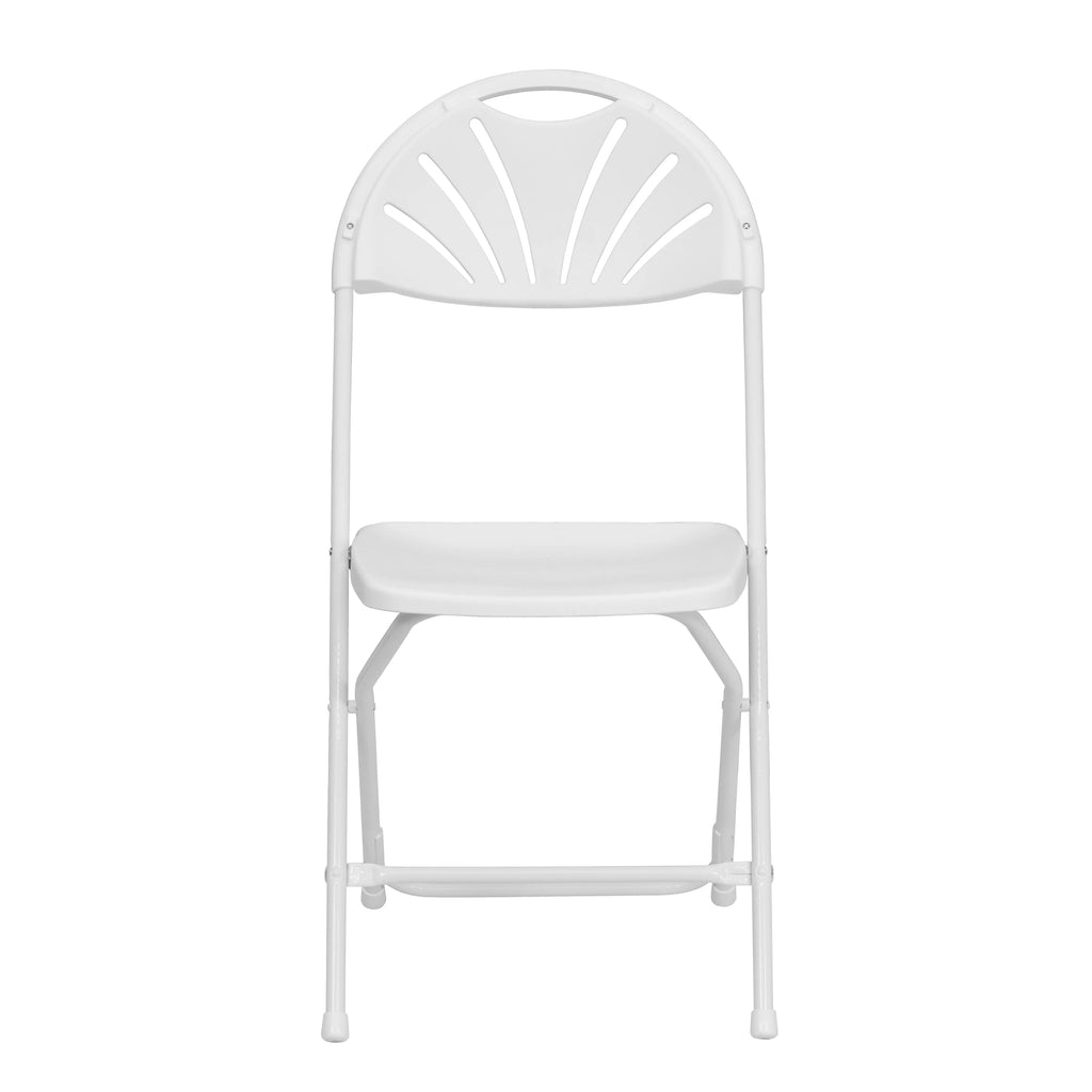 White Plastic Fan Back Folding Chair E101