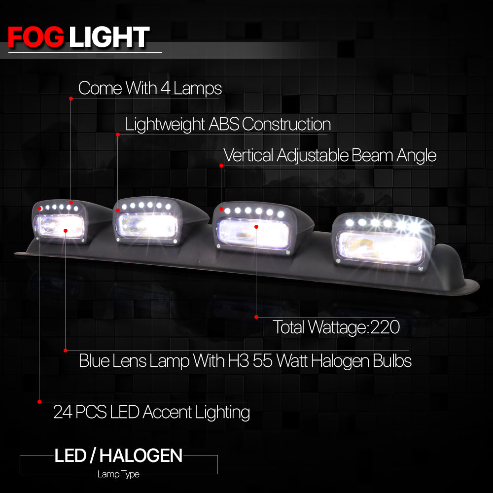 24Pcs LED Blue Universal 4X4 Off Road Fog Light Lamp w/Switch W8018