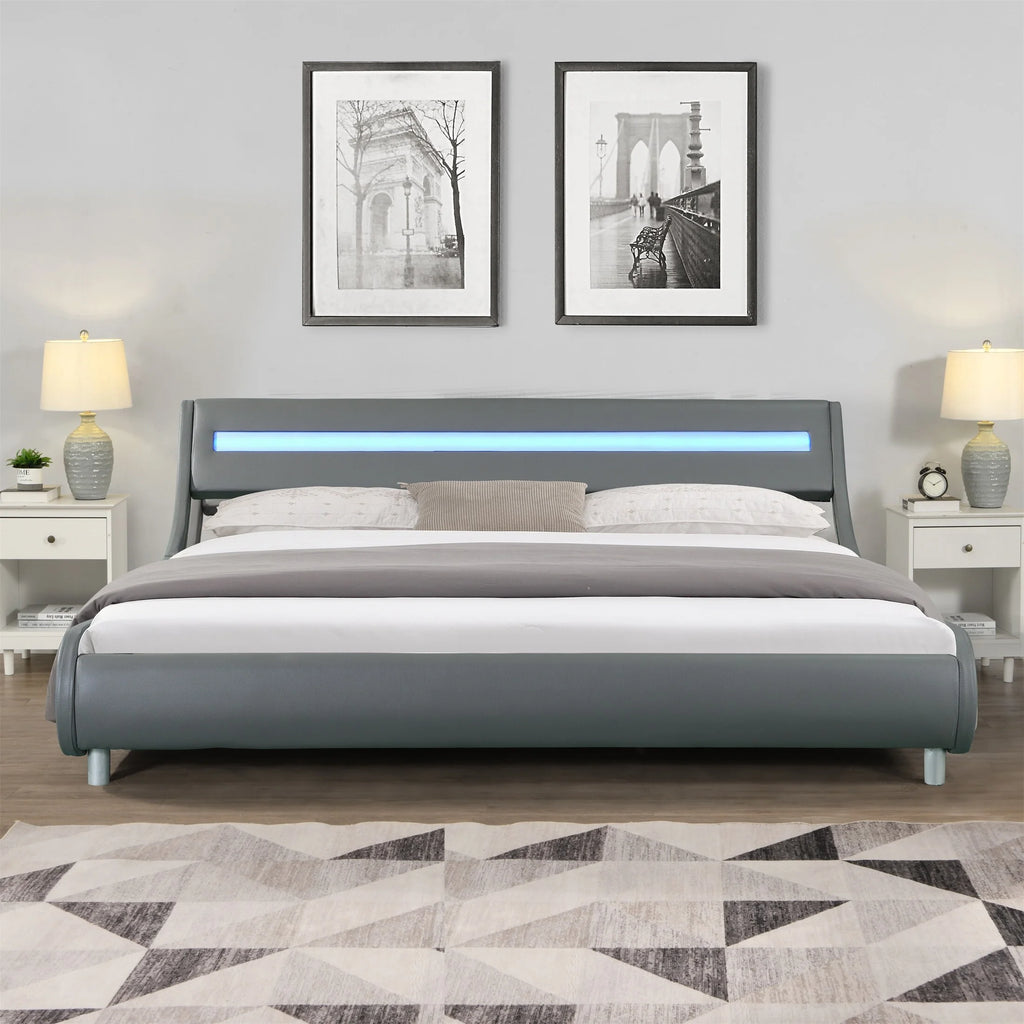 Faux Leather Upholstered King Size Bed Frame O80965