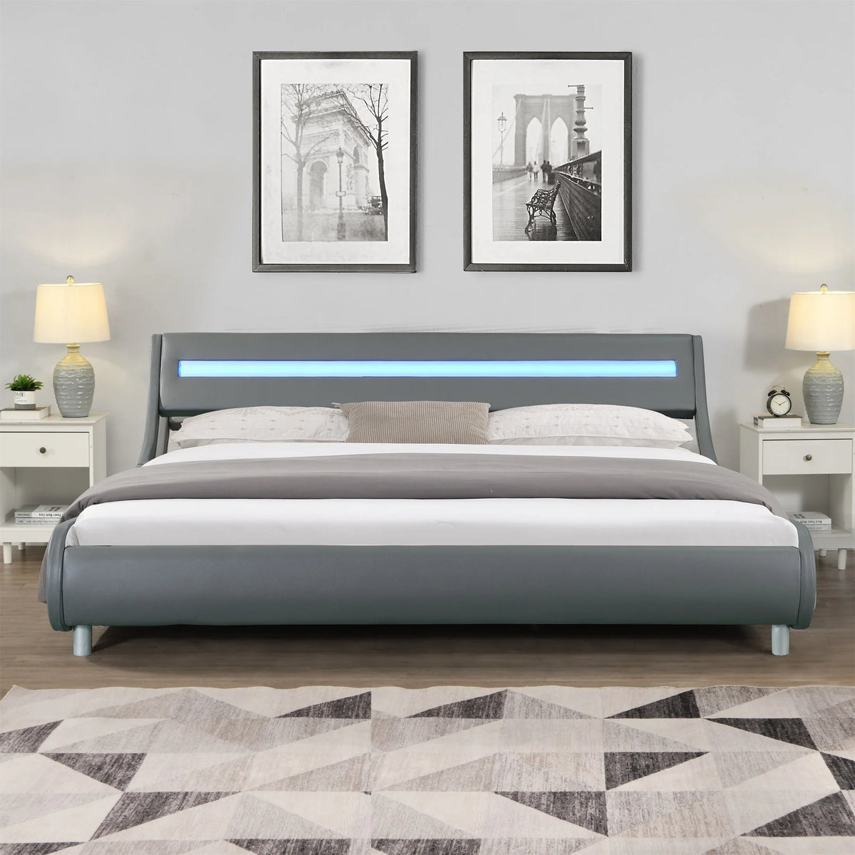 Faux Leather Upholstered King Size Bed Frame O80965
