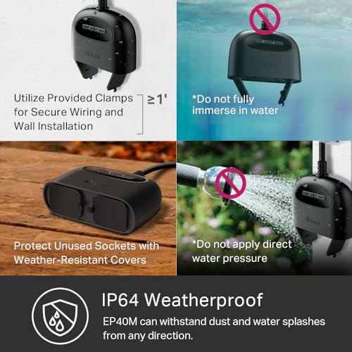 Outdoor Smart Plug with 2 Sockets, Black C38637