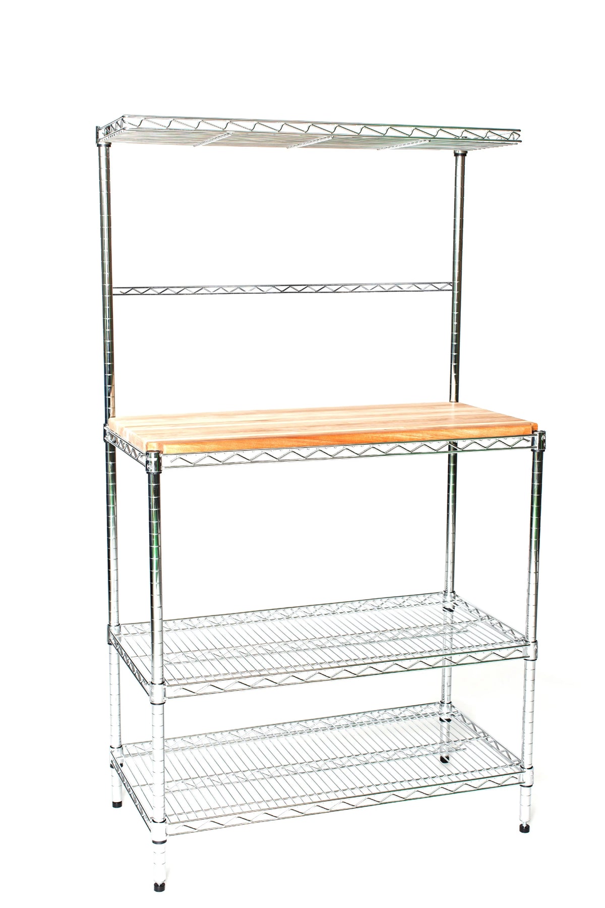 Chrome Bakers Rack with Top Shelf & Butcher Block J690