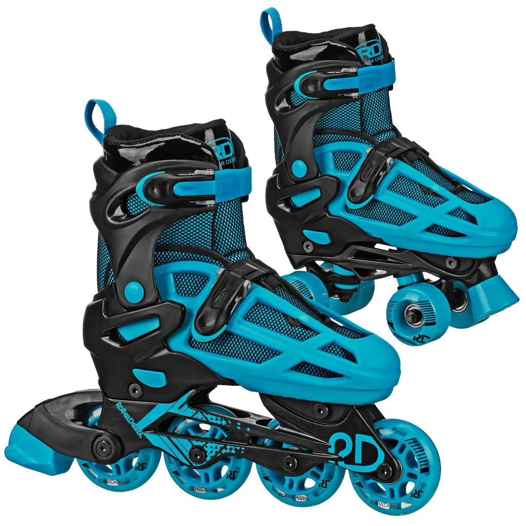 Boys 2-in-1 Roller/Inline Skates Black/Green A5159